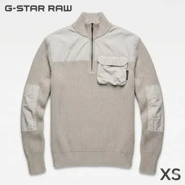 레어 G-STAR RAW 지스타 하프 지퍼 니트 절개 밀리터리 XS