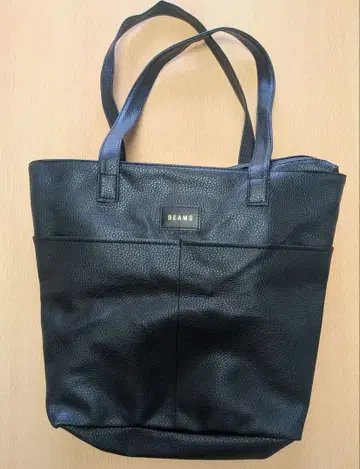 BEAMS (빔즈) 토트백 A4 수납 가능 숄더 인조 가죽