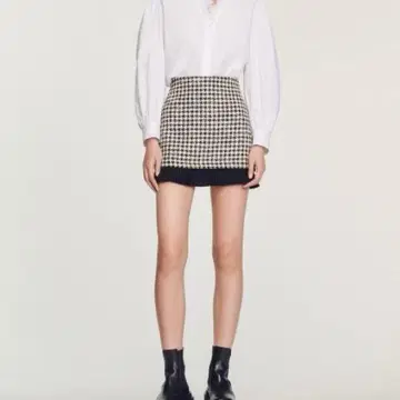 SANDRO 산드로 하운드 투스 미니 스커트 34 XS