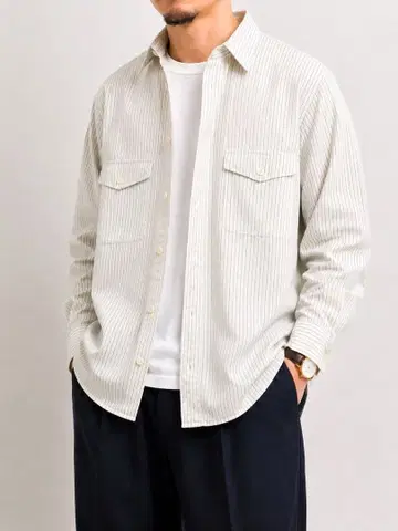 80s 빈티지 Calvin Klein 스트라이프 셔츠 L 캘빈클라인