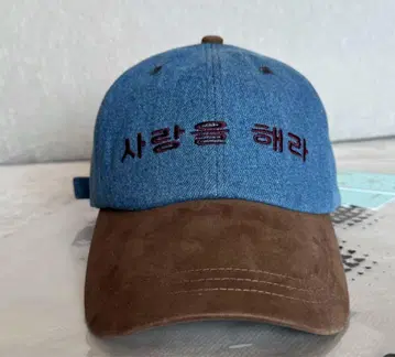 Coyseio 데님과 브라운 자수 캡
