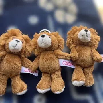 NICI 라이온 봉제 인형 키링 3개 약 10cm