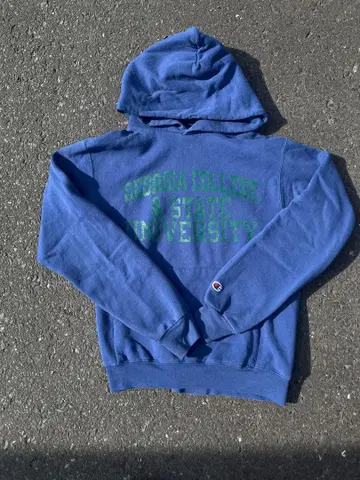 Champion 후드티 프린트 네이비 칼리지
