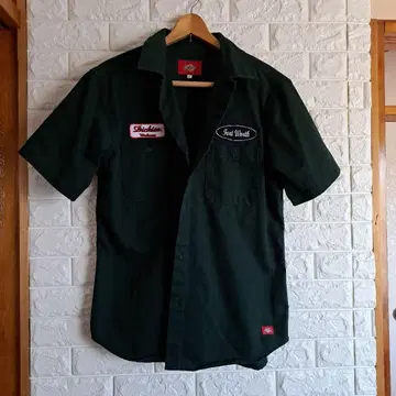 Dickies 반팔 셔츠 L 다크 그린 Fort Worth