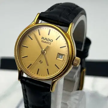 [ 작동품 ] RADO 라도 쿼츠 손목시계 골드 데이트 포함 빈티지