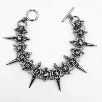 chainmail silver spike bracelet