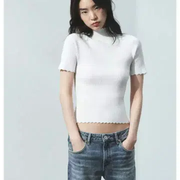 ZARA 자라 리브 니트탑 반팔 크롭 니트 S 새상품 여름