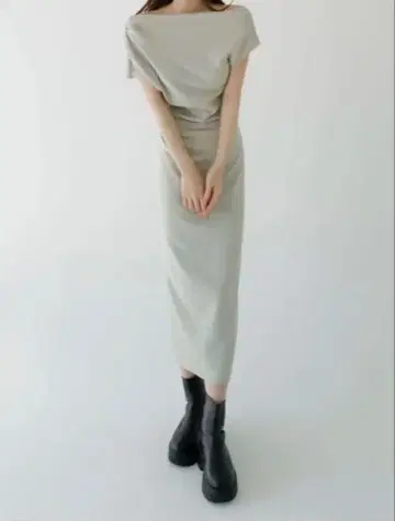 masion celon off shoulder drape dress