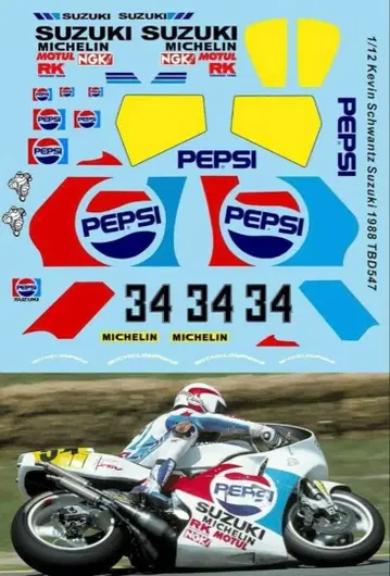 TB 데칼 1/12 스즈키 RGV-r 펩시 WGP 500 1988