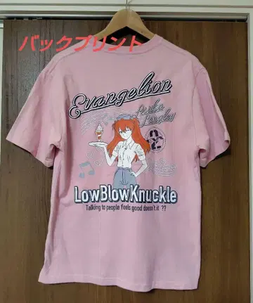 에반게리온 LowBlowKnuckle 콜라보 티셔츠 아스카 핑크 M