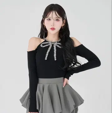 Darich 리본 비쥬 아메스리 니트탑