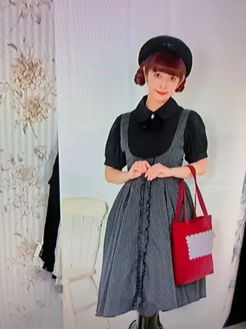 5L 새상품 아오키 미사코 시마무라 콜라보 오버롤 스커트 블랙 빅 사이즈