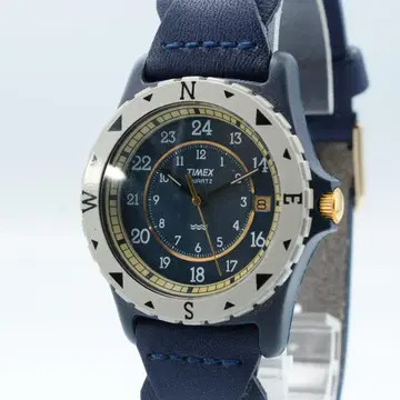 TIMEX 타이맥스 손목시계 쿼츠 네이비 가죽 벨트 나침반 베젤