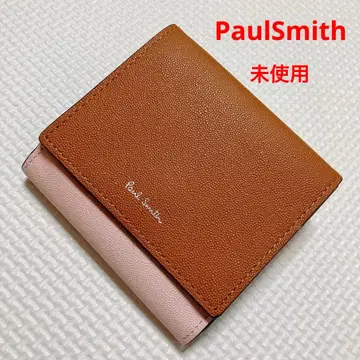 미사용 PaulSmith 폴스미스 가죽 접이식 지갑 핑크 x 브라운