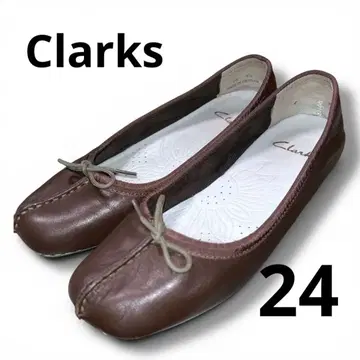 Clarks 다크 브라운 발레 슈즈 천연 가죽 프레클 아이스 24 슬립온
