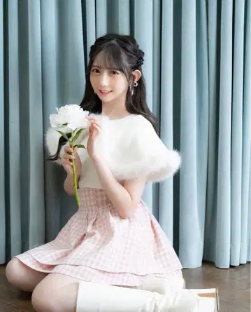 evelyn 에블린 퍼 케이프 니트 아이보리 타니자키 사야 스즈키 히토미