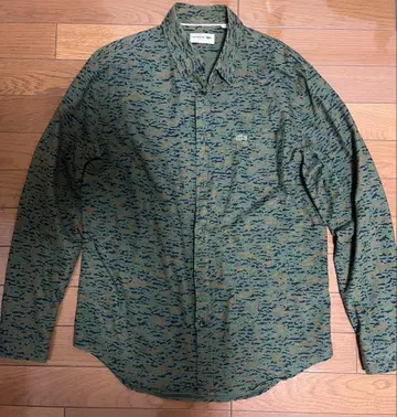 LACOSTE 슬림핏 긴팔 셔츠 카모플라쥬