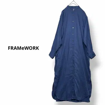 정가 19,800엔 FRAMeWORK 프렌치 린넨 셔츠 원피스