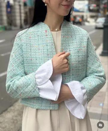 Serizawa 트위드 자켓 민트 그린 완판템 사이즈 0