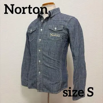Norton 영문 자수 코튼 린넨 샴브레이 셔츠 S 사이즈