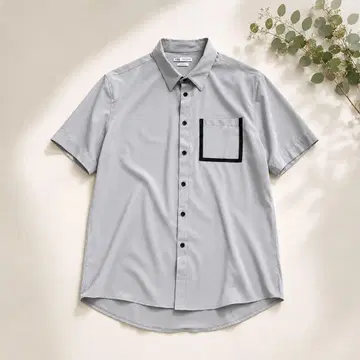 ZARA 반팔 셔츠 그레이 L 배색 포켓 모드 스타일