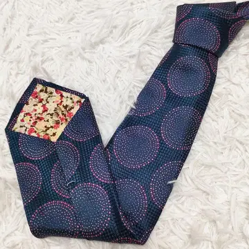 Paul Smith 폴스미스 실크 꽃무늬 도트 넥타이 네이비