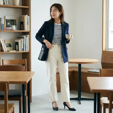 G8950*자라 데님 화이트 36 아이보리 와이드 스트레이트 코튼