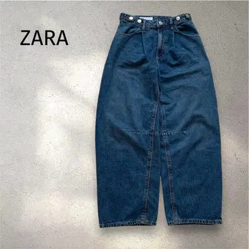 [ ZARA ] TRF 턱 와이드 데님 팬츠 배럴 레그 사이즈 32