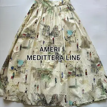 AMERI Medittera Line 플레어 롱 스커트 타운 패턴