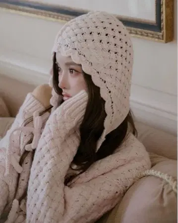 Darich 다리치 안트르랙 리본 니트 보닛 가디건 PNK