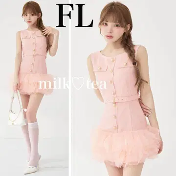 새상품 다리치 썸머 트위드 볼륨 튤 미니 원피스 FL 핑크