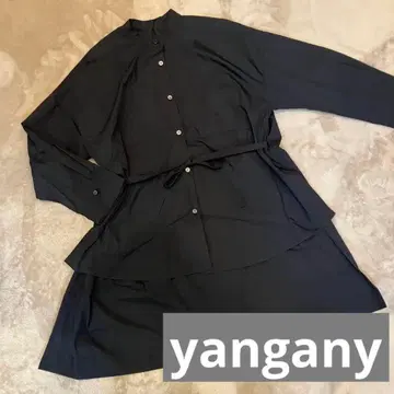 yangany 셔츠 블라우스 블랙 앞뒤 언발란스 디자인 면 혼방 일본제