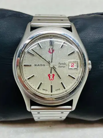 T8 ) 레어 RADO 라도 퍼플 호스 손목시계 자동 와인딩 앤티크
