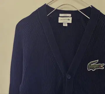 LACOSTE 오가닉 코튼 헤리티지 V넥 네이비 가디건