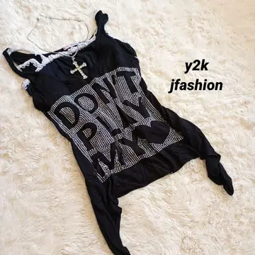 Y2K 다크 코어 탱크탑 큐빅 그런지 NANA 펑크
