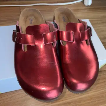 레어 Birkenstock 빌켄 메탈릭 레드 빨간색 클로그 샌들