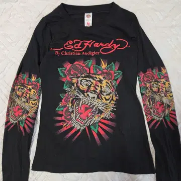 Ed Hardy 에드하디 긴팔 티셔츠 큐빅 로고 호랑이 장미
