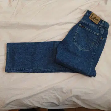 리 스트레이트 데님 청바지 블루