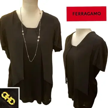 [고급스럽고 시원하며 가벼운] FERRAGAMO 블랙 반팔 셔츠 페라가모