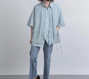 HARE 시어 레이어드 셔츠 블루