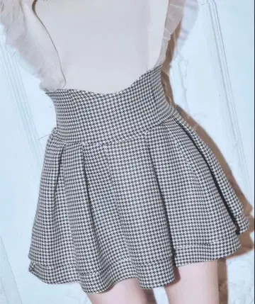 미셸 마카롱 슬림 레그 스커트 하운드투스 체크 패턴