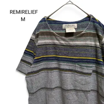 REMIRELIEF 레미릴리프 멀티 보더 T셔츠 마 혼방 M