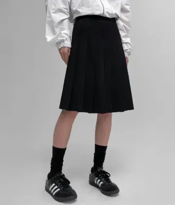BLACKUP 블랙 무릎 기장 플리츠 스커트
