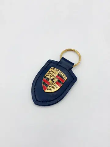 Porsche 포르쉐 새상품 크레스트 키링 포르쉐 가죽 네이비