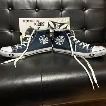 WCC KUSTOM CHOPPERS 네이비 하이컷 스니커즈