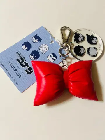 명탐정 코난 and ST RAGEBLUE 모티브 키링 리본 빨간색