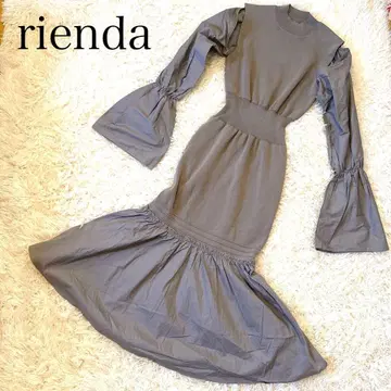 [ 새상품 ] rienda 이소재 도킹 볼륨 슬리브 머메이드 원피스