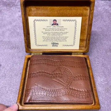 Genuine Kangaroo 이단 접이식 지갑 브라운