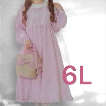 새상품 아오키 미사코 마론 크림 원피스 깅엄 체크 핑크 6L