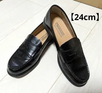 tortoise 블랙 가죽 로퍼 학생 신발 24cm